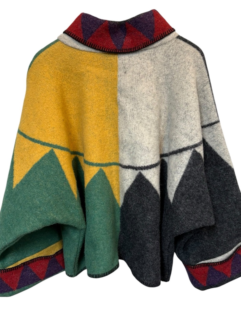 Vintage Aventura Oversized Southwestern Wool Poncho - Picture 3 of 8